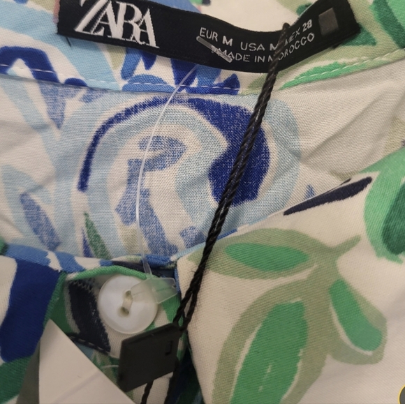 Zara Blue and Green Cut Out Midi Shirt Dress Size Medium (Bloggers Favorite) - Picture 15 of 16